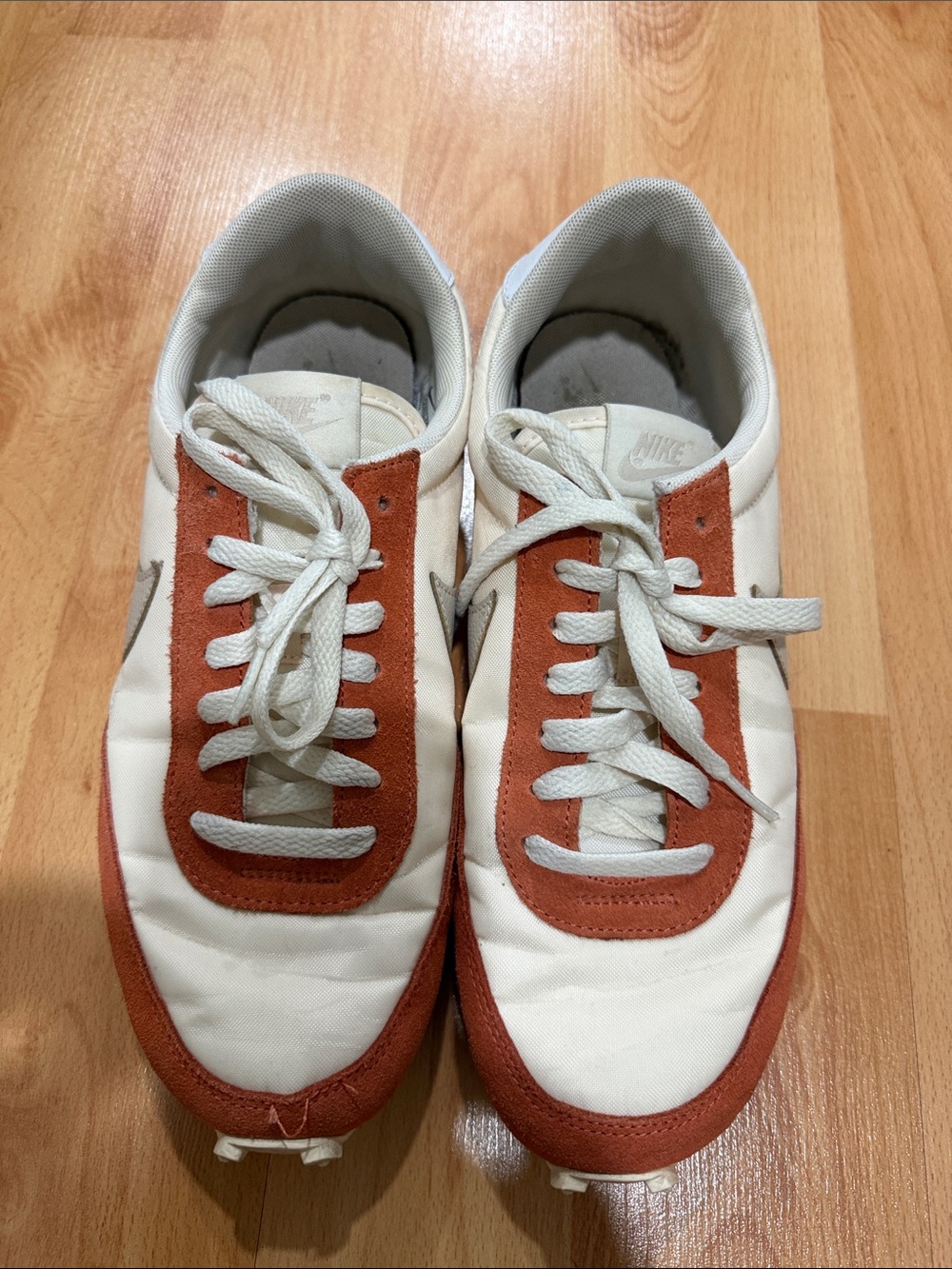 Nike Women’s  White and Rust Orange Suede Sneakers
